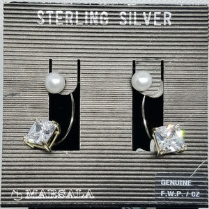 Sterling Silver Convertible FW Pearl Earrings